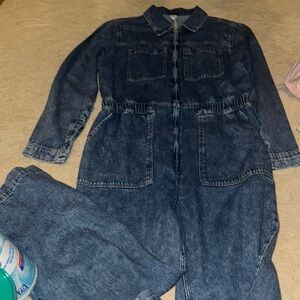 H&M Blue Denim Zip-Up Jumpsuit